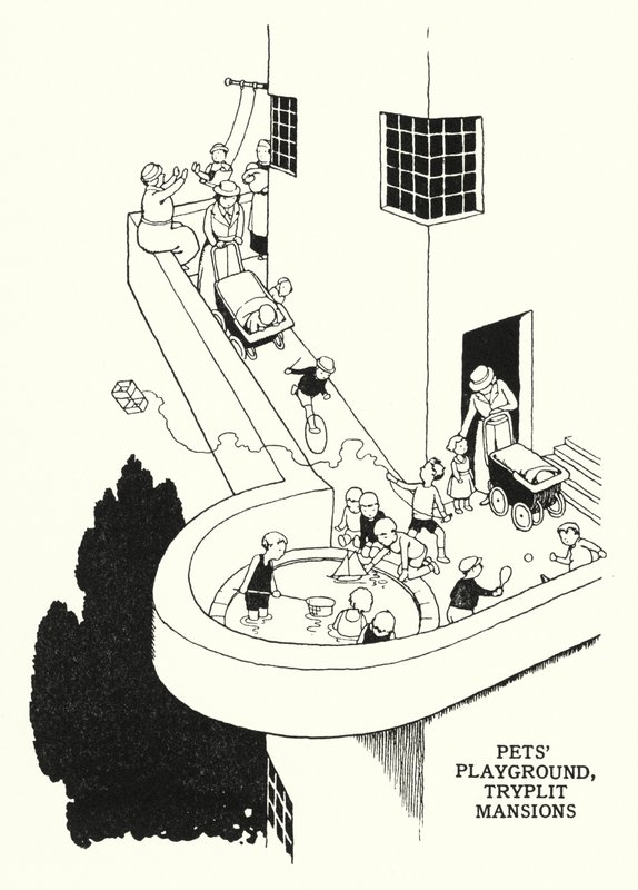 宠物游乐场，Tryplit Mansions（石版画） 作者 威廉·希思·罗宾逊