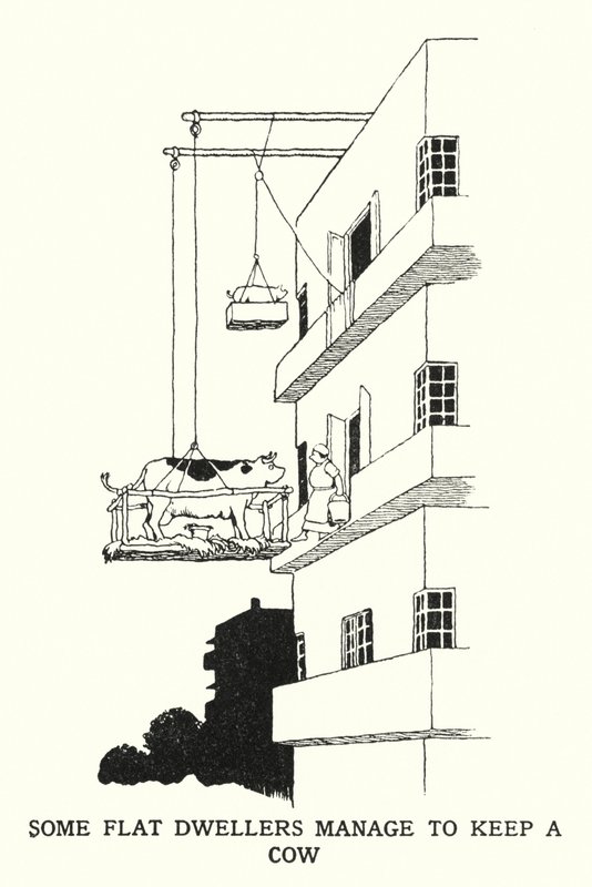 一些公寓居民设法养牛（石版画） 作者 威廉·希思·罗宾逊