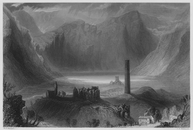 Glendalough（雕刻）。 作者 威廉·亨利（后）巴特利特