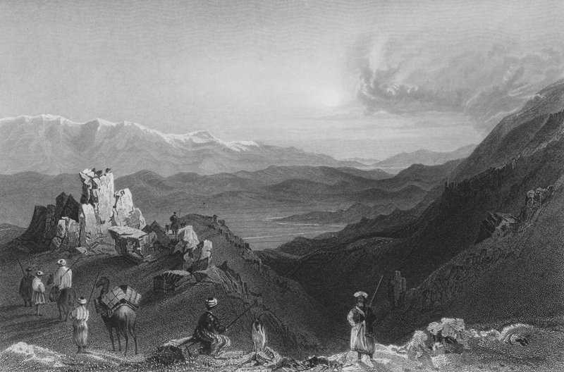 Djebel Sheich和Mount Hermon，来自黎巴嫩山顶 作者 威廉·亨利·巴特利特