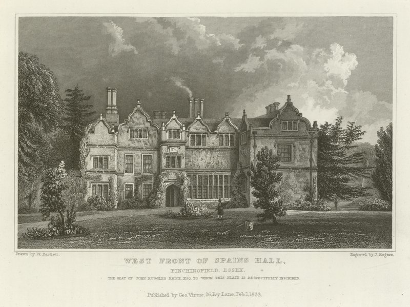 西班牙西部大厅，Finchingfield，Essex，John Ruggles Brice的座位，Esquire 作者 威廉·亨利·巴特利特