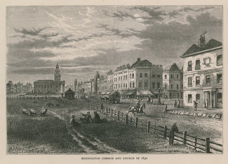 Kennington Common和教堂于1830年 作者 威廉·亨利·普里尔