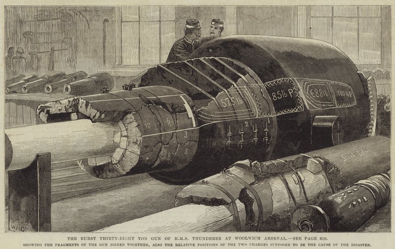 Woolwich Arsenal的HMS Thunderer爆破三十八吨枪 作者 威廉·海沙姆·奥弗兰德