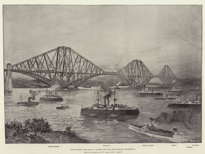 9月2日，在离Forth Bridge的Anchor的频道中队 作者 威廉·海沙姆·奥弗兰德