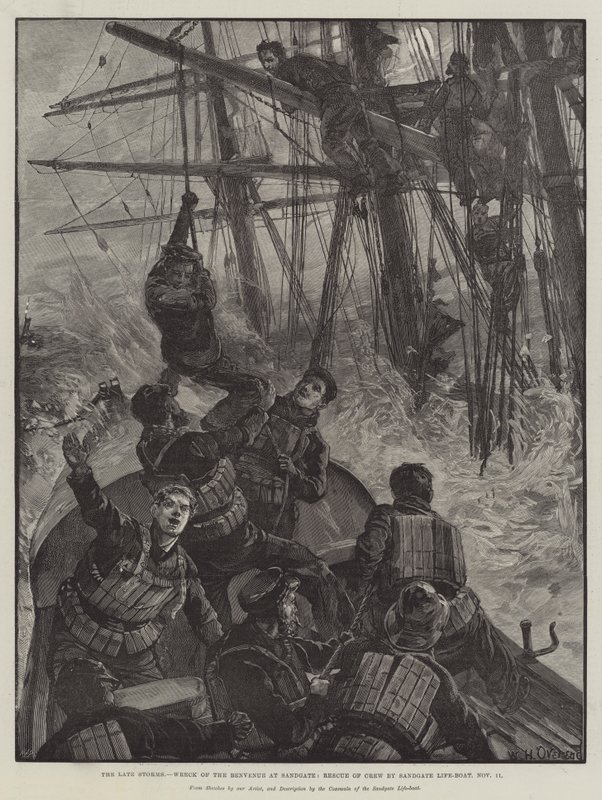 已故的风暴，Sandgate的Benvenue残骸，Sandgate Life-Boat救援船员，11月11日 作者 威廉·海沙姆·奥弗兰德