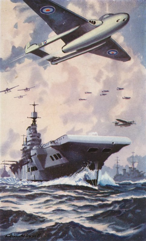 英国航空母舰（彩色平版） 作者 威廉·约翰·巴顿·麦克道威尔