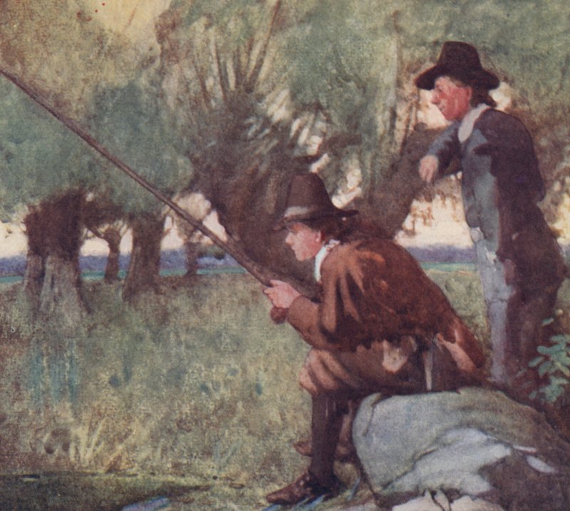 Izaak Walton 为 The Compleat Angler 绘制的插图（彩色平版印刷） 作者 威廉·李·汉基