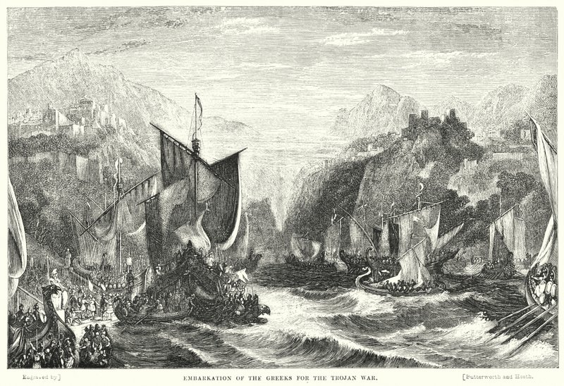 Embarkation of the Greeks for the Torjan War (engraving) 作者 威廉·林顿
