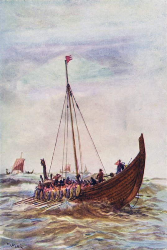 阿尔弗雷德国王时代的战舰（彩色石版画） 作者 威廉·莱昂内尔（后）韦利
