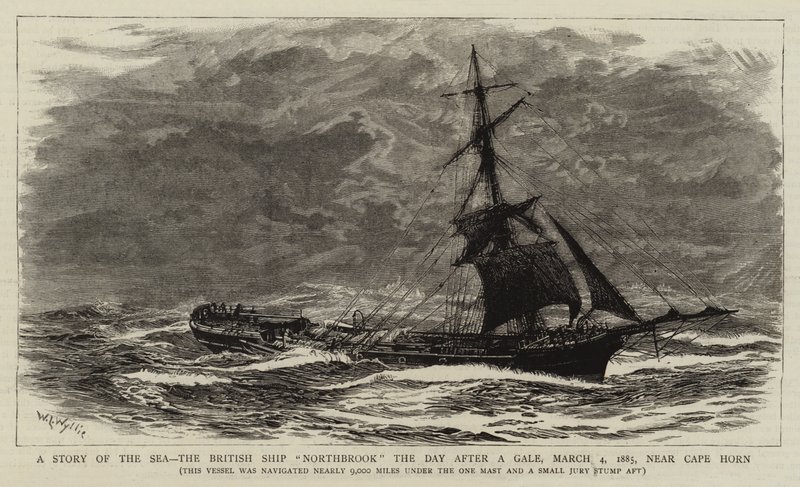 海角的故事，1885年3月4日，在大风角附近的大风后的英国船Northbrook，靠近合恩角 作者 威廉·莱昂内尔·威利