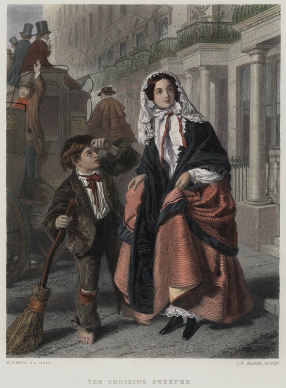 The Crossing Sweeper (coloured engraving) 作者 威廉·鲍威尔（之后）弗里斯