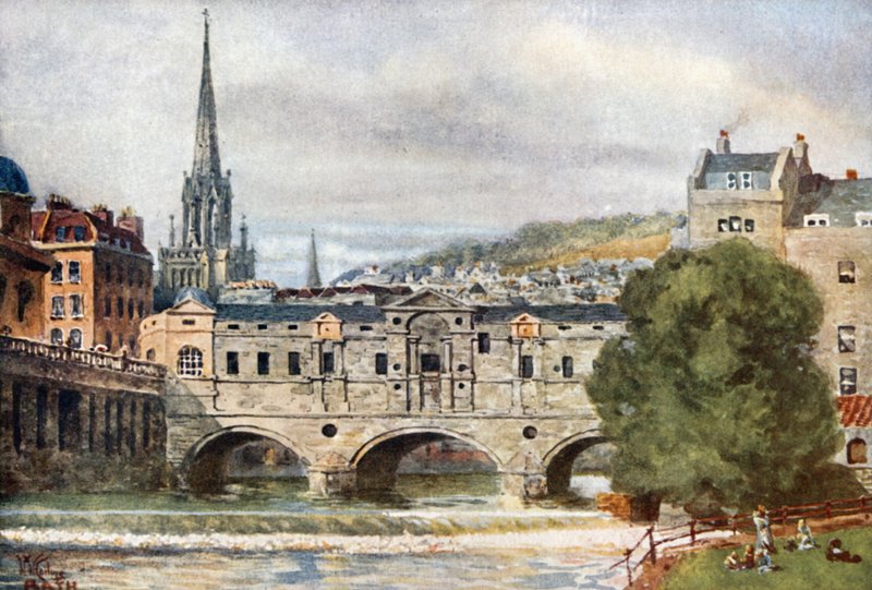 Bath, Pulteney Bridge (colour litho) 作者 威廉·维赫·柯林斯