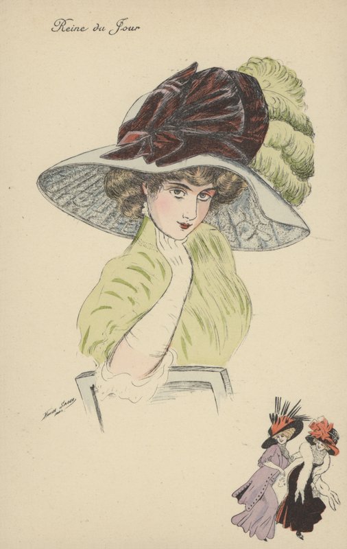 Reine du Jour，戴着大帽子的漂亮女孩 作者 泽维尔·萨格（Xavier Sager）