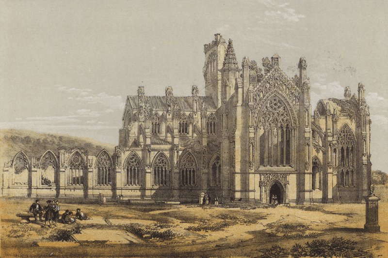 来自南方的Melrose Abbey（chromolitho） 作者 在大卫·罗伯茨之后