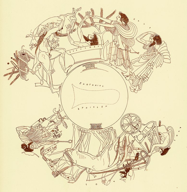 Herakles和Eurystheus，JE Harrison和DS MacColl的希腊花瓶绘画插图，1894年出版（数字增强图像） 作者 放学后