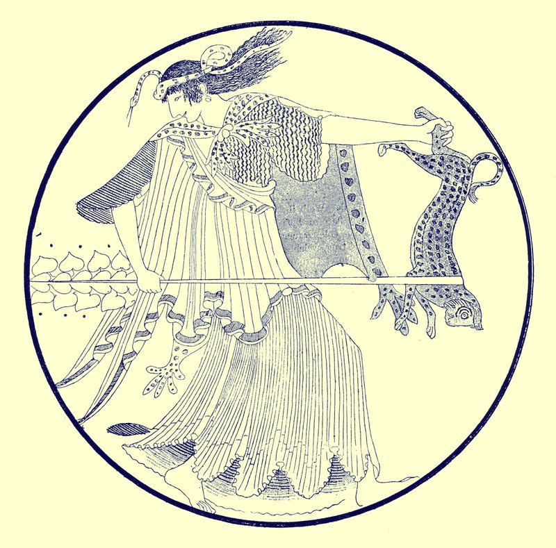 Maenad，来自JE Harrison和DS MacColl的希腊花瓶画的插图，1894年出版（数字增强图像） 作者 放学后