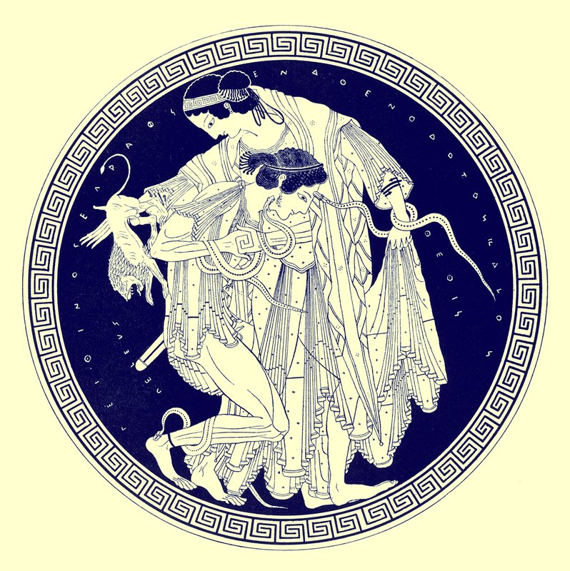 Peleus和Thetis，来自JE Harrison和DS MacColl的希腊花瓶画的插图，1894年出版（数字增强图像） 作者 放学后
