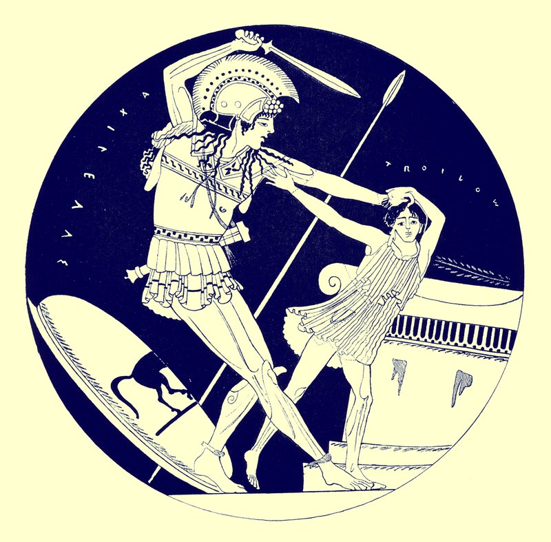 Troius的死亡，来自JE Harrison和DS MacColl的希腊花瓶画的插图，1894年出版（数字增强图像） 作者 放学后