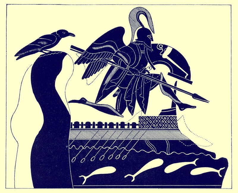 Patroklos的幽灵，来自JE Harrison和DS MacColl的希腊花瓶画的插图，出版于1894年（数字增强图像） 作者 放学后