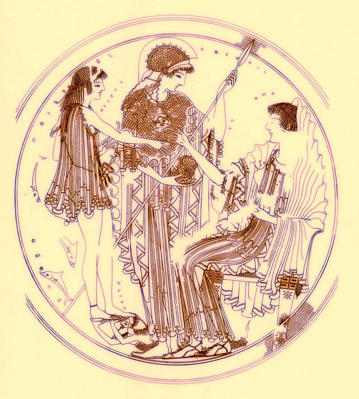 忒修斯和Amphitrite，来自JE Harrison和DS MacColl的希腊花瓶绘画插图，1894年出版（数字增强图像） 作者 放学后