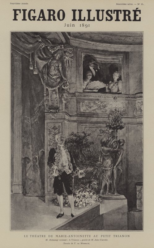法国演员Louis Arsene Delaunay在凡尔赛Petit Trianon剧院de Marie Antoinette朗诵Jules Clareties诗A Trianon 作者 在Felicien男爵de Myrbach Rheinfeld之后