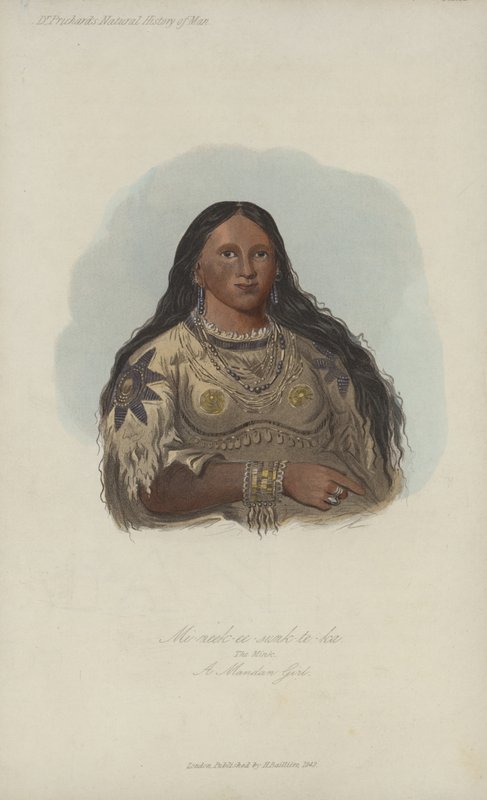 Mi-neek-ee-sunk-te-ka，The Mink，Mandan Girl（aquatint） 作者 在乔治·卡特林之后