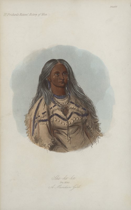Sha-ko-ka，The Mint，Mandan Girl（aquatint） 作者 在乔治·卡特林之后