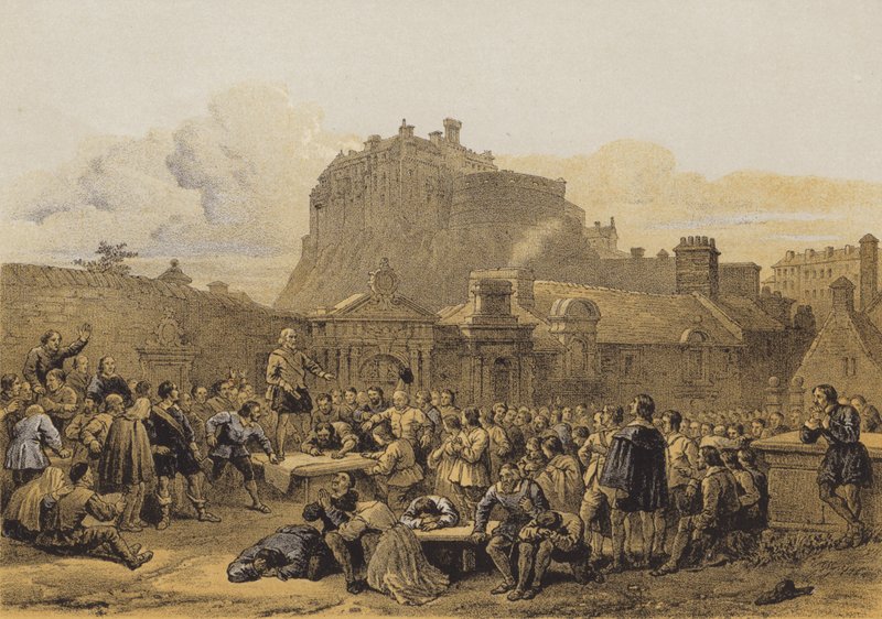 Greyfriars墓地，签署契约（chromolitho） 作者 在乔治·卡特莫尔之后
