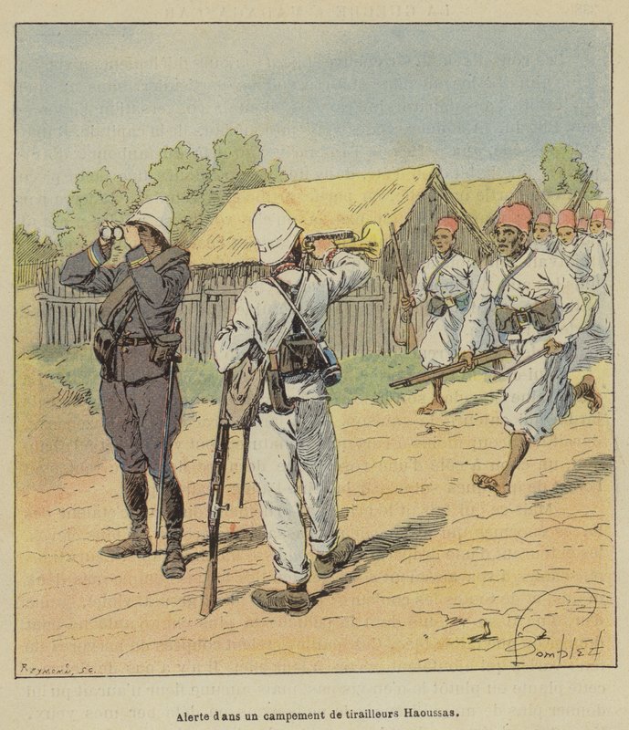 在Haoussas skirmisher营地发出警报 作者 在路易斯·查尔斯·轰炸之后