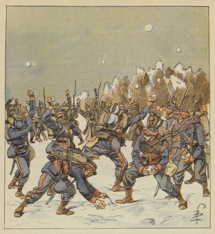 1月11日早晨，两支军队的士兵都在与雪球搏斗 作者 在路易斯·查尔斯·轰炸之后
