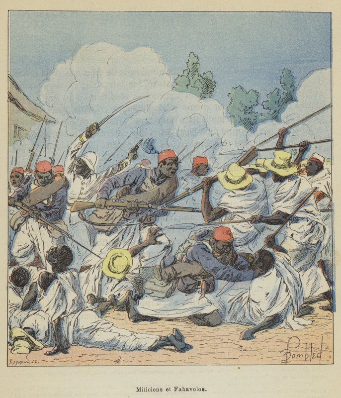 Militiens et Fahavolos 作者 在路易斯·查尔斯·轰炸之后