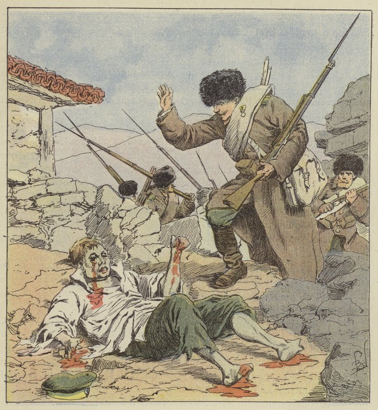战斗结束后，俄罗斯士兵被肢解 作者 在路易斯·查尔斯·轰炸之后