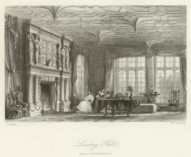 Loseley Hall，绘图室的内部 作者 在Thomas Allom之后