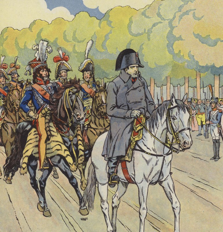 法国拿破仑一世，绰号 "小下士"（彩色平版印刷）。 作者 Onfray de Breville Jacques Job的化名